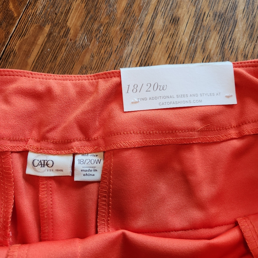 NWT Cato Plus Size 18/20W Mid-Rise Slim Ankle Pants Tiger Lily Orange Coral - Picture 7 of 10